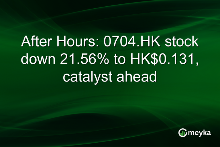 After Hours: 0704.HK stock down 21.56% to HK$0.131, catalyst ahead