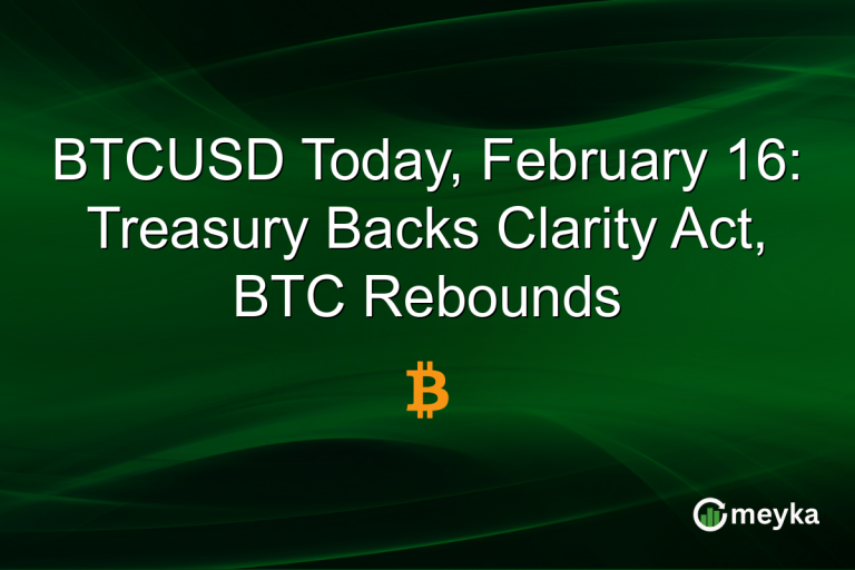 BTCUSD Today, February 16: Treasury Backs Clarity Act, BTC Rebounds