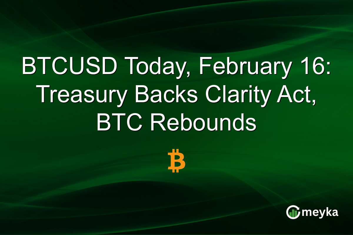 BTCUSD Today, February 16: Treasury Backs Clarity Act, BTC Rebounds