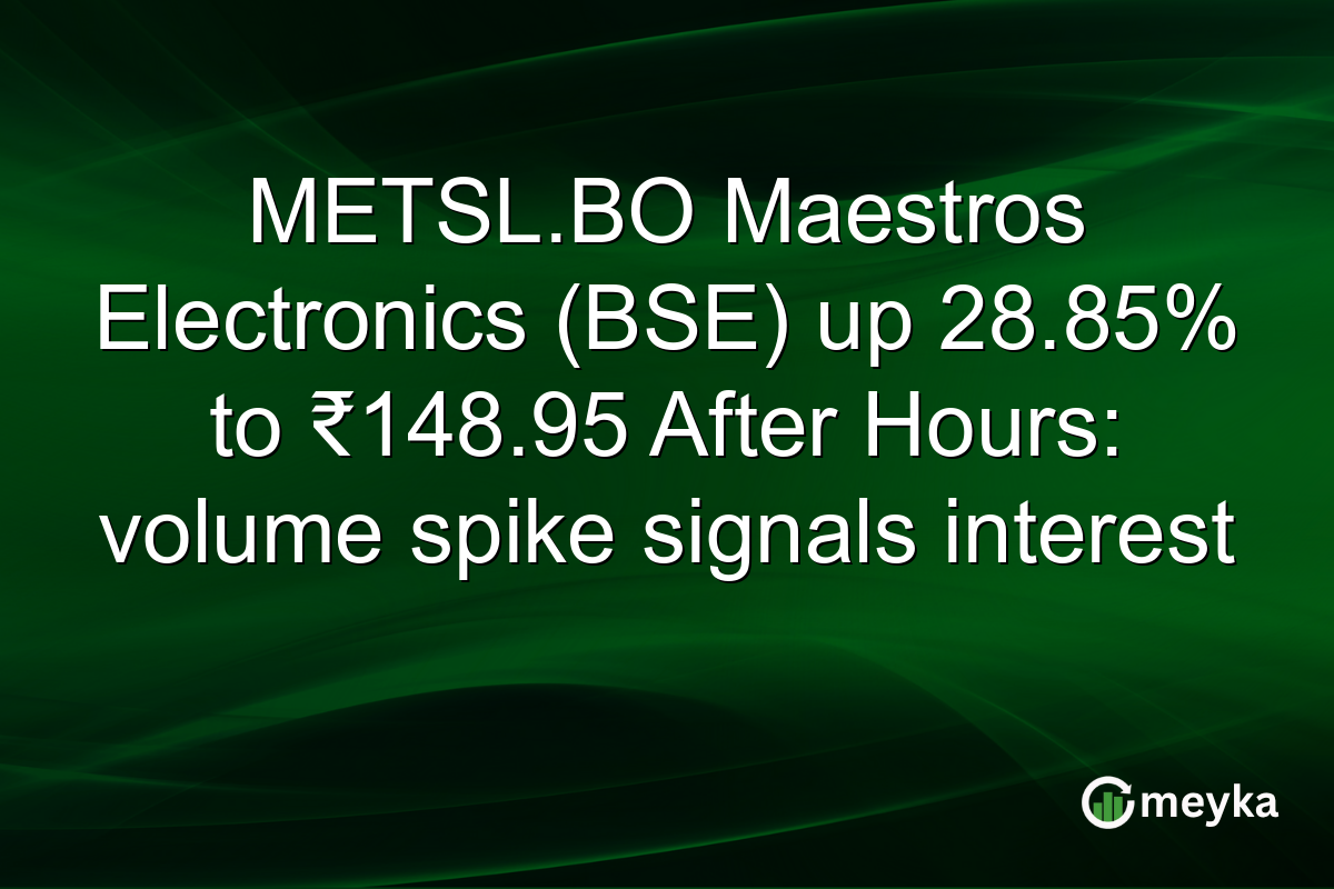 METSL.BO Maestros Electronics (BSE) up 28.85% to ₹148.95 After Hours: volume spike signals interest