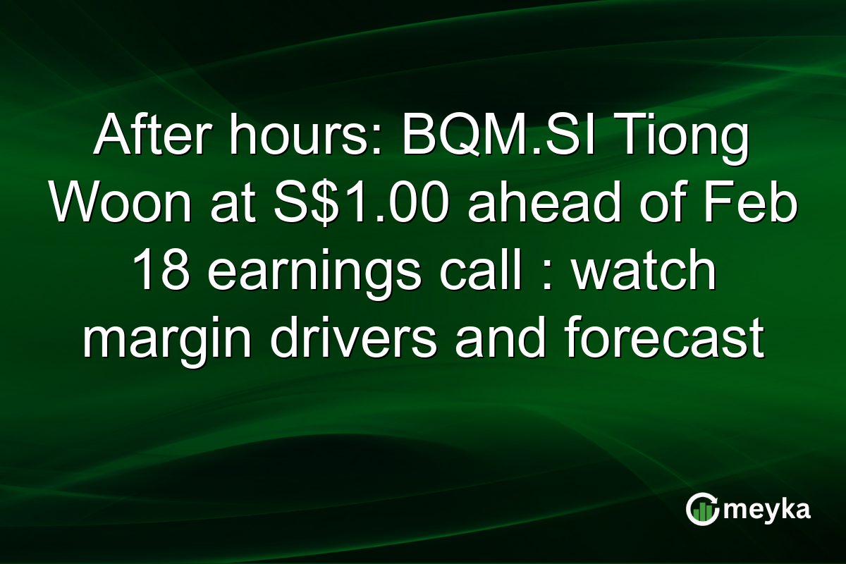 After hours: BQM.SI Tiong Woon at S$1.00 ahead of Feb 18 earnings call : watch margin drivers and forecast