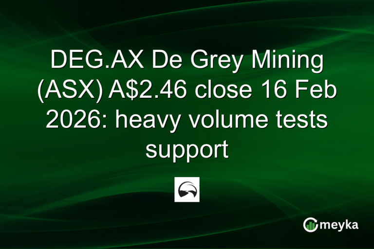 DEG.AX De Grey Mining (ASX) A$2.46 close 16 Feb 2026: heavy volume tests support