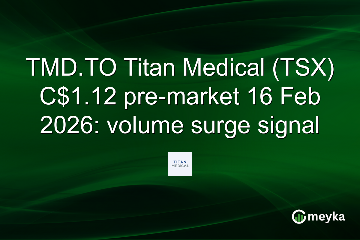 TMD.TO Titan Medical (TSX) C$1.12 pre-market 16 Feb 2026: volume surge signal