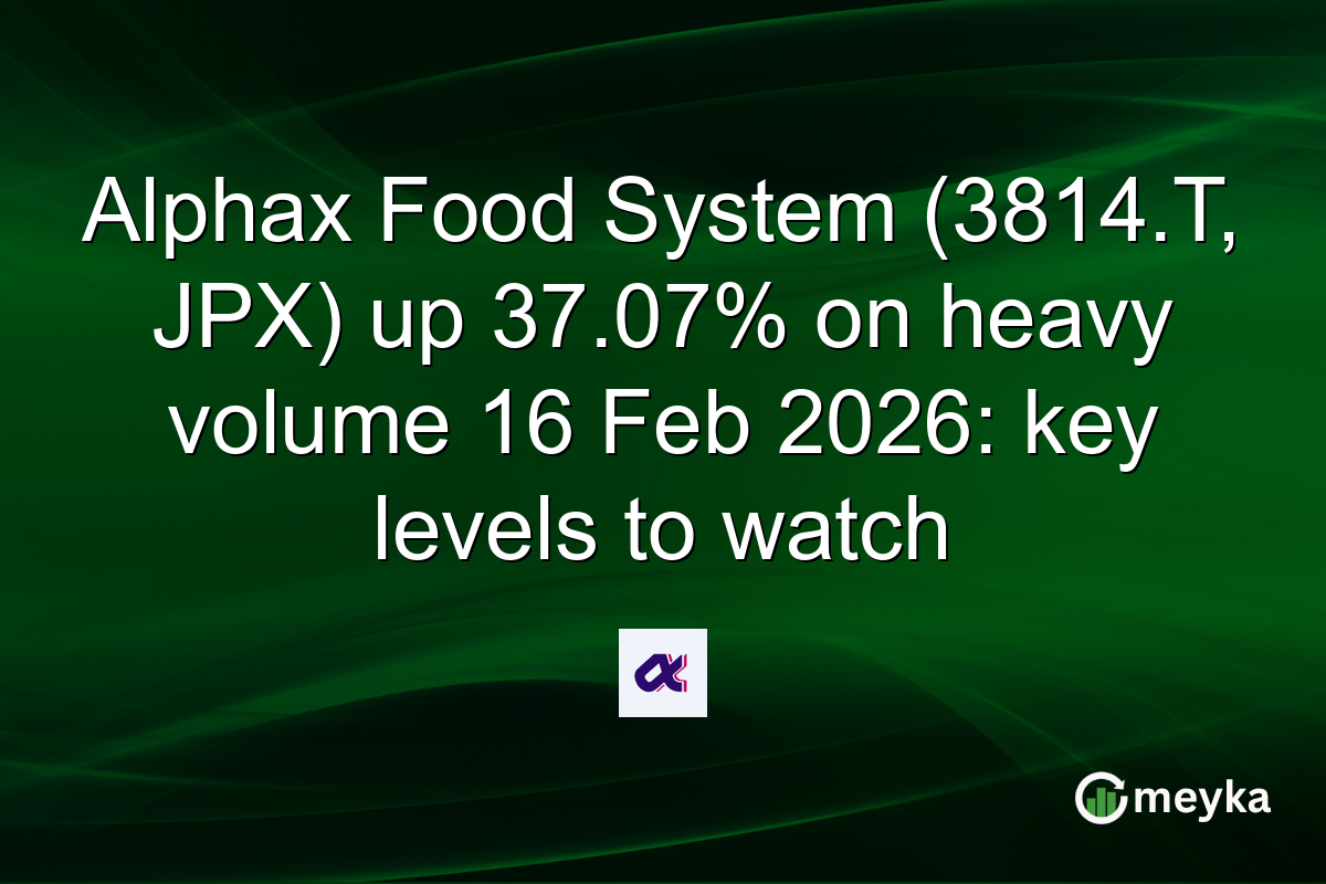 Alphax Food System (3814.T, JPX) up 37.07% on heavy volume 16 Feb 2026: key levels to watch