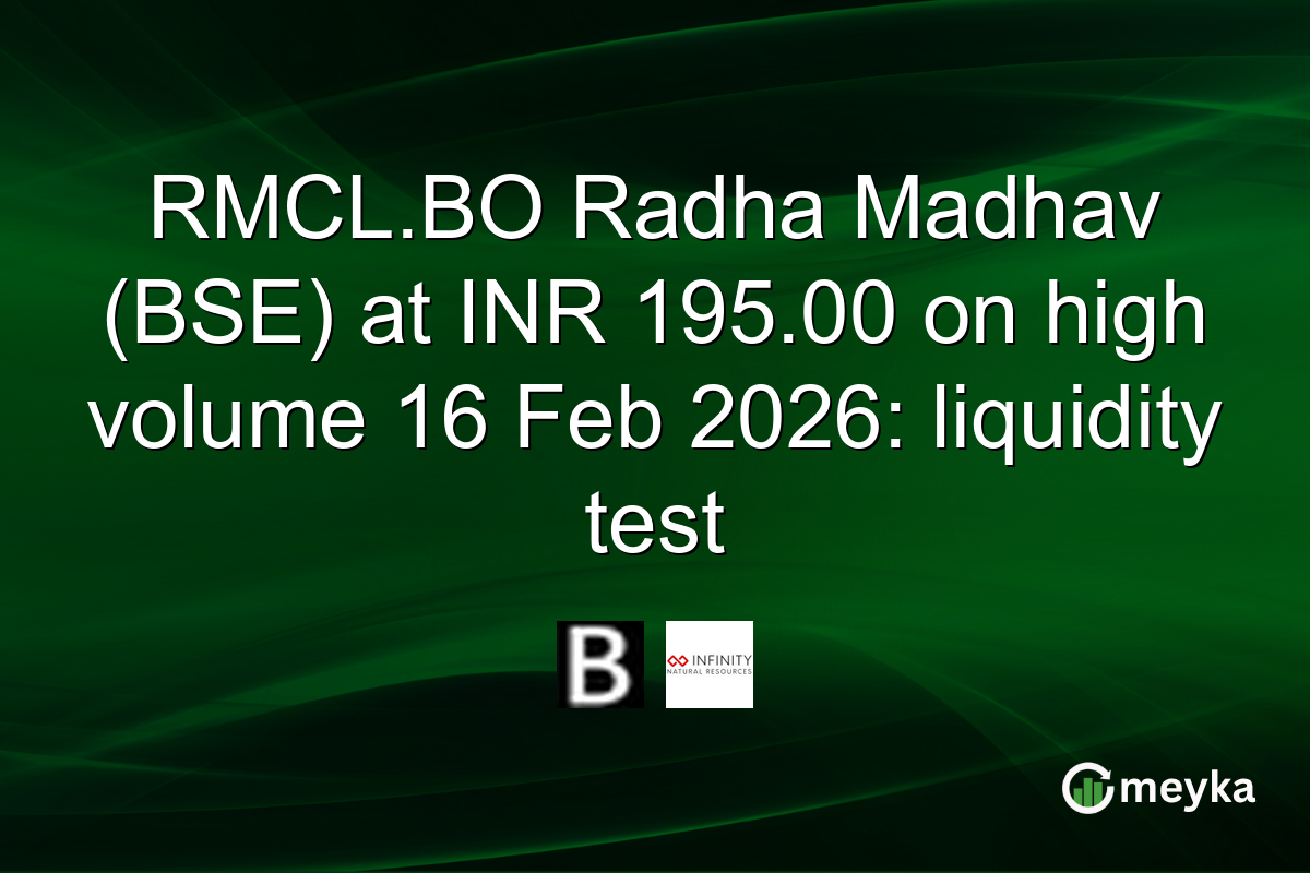RMCL.BO Radha Madhav (BSE) at INR 195.00 on high volume 16 Feb 2026: liquidity test