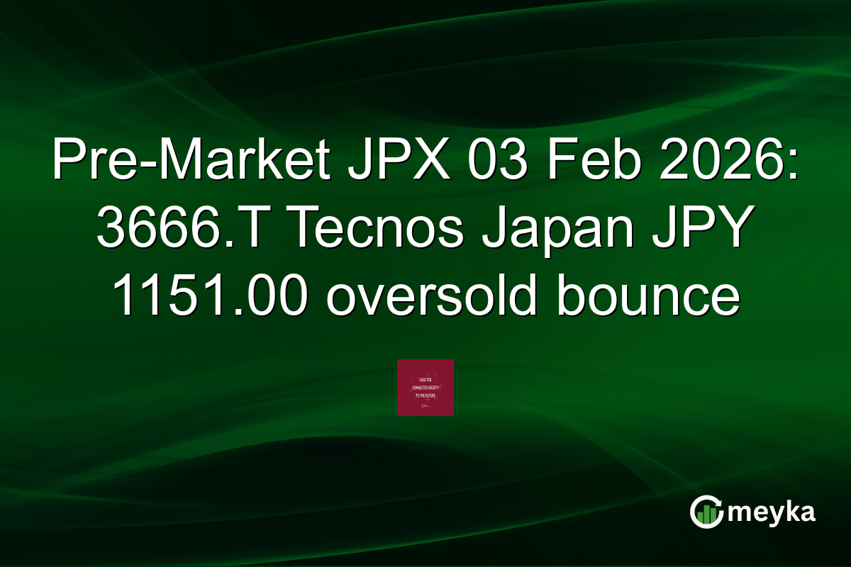 Pre-Market JPX 03 Feb 2026: 3666.T Tecnos Japan JPY 1151.00 oversold bounce
