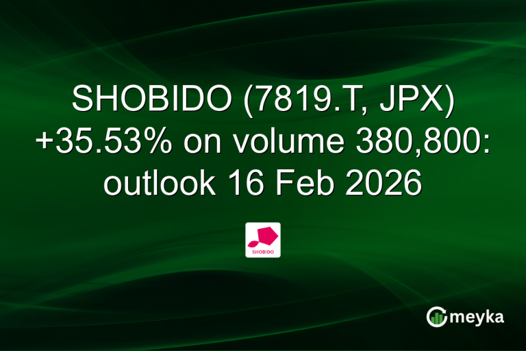 SHOBIDO (7819.T, JPX) +35.53% on volume 380,800: outlook 16 Feb 2026