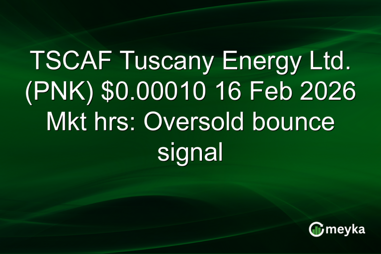TSCAF Tuscany Energy Ltd. (PNK) $0.00010 16 Feb 2026 Mkt hrs: Oversold bounce signal