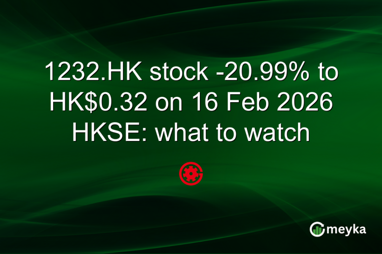 1232.HK stock -20.99% to HK$0.32 on 16 Feb 2026 HKSE: what to watch
