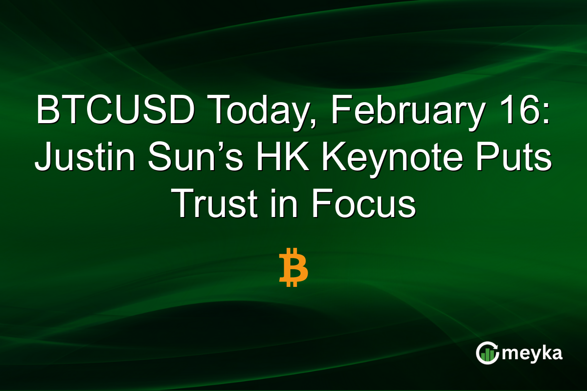BTCUSD Today, February 16: Justin Sun’s HK Keynote Puts Trust in Focus