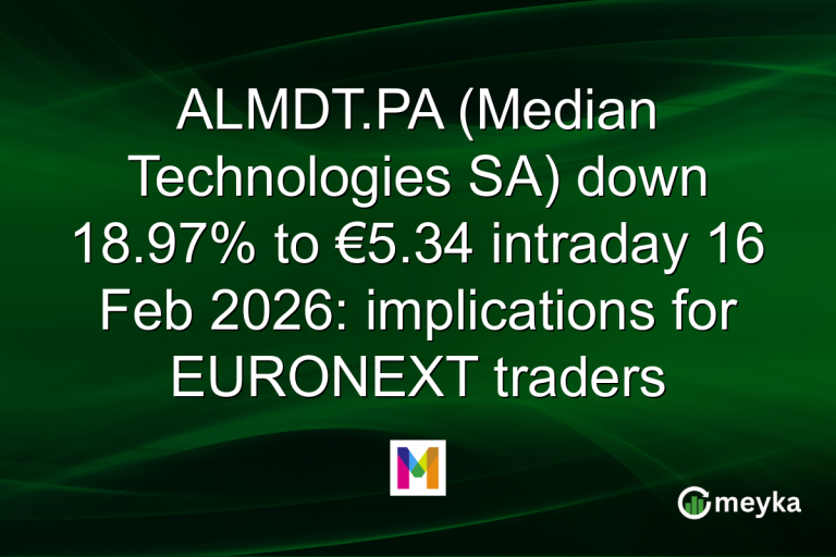 ALMDT.PA (Median Technologies SA) down 18.97% to €5.34 intraday 16 Feb 2026: implications for EURONEXT traders
