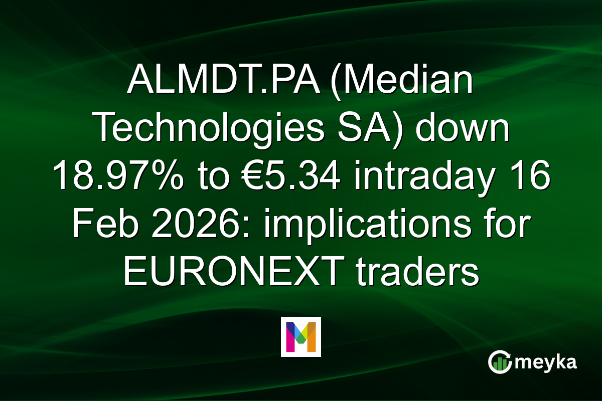 ALMDT.PA (Median Technologies SA) down 18.97% to €5.34 intraday 16 Feb 2026: implications for EURONEXT traders