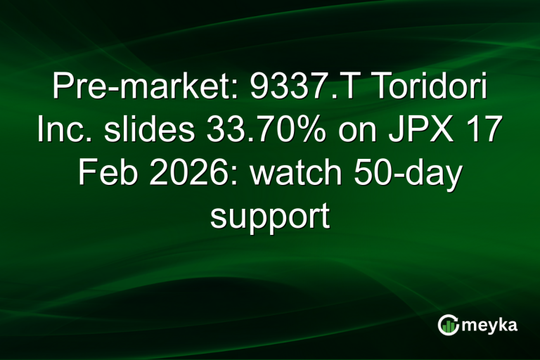 Pre-market: 9337.T Toridori Inc. slides 33.70% on JPX 17 Feb 2026: watch 50-day support