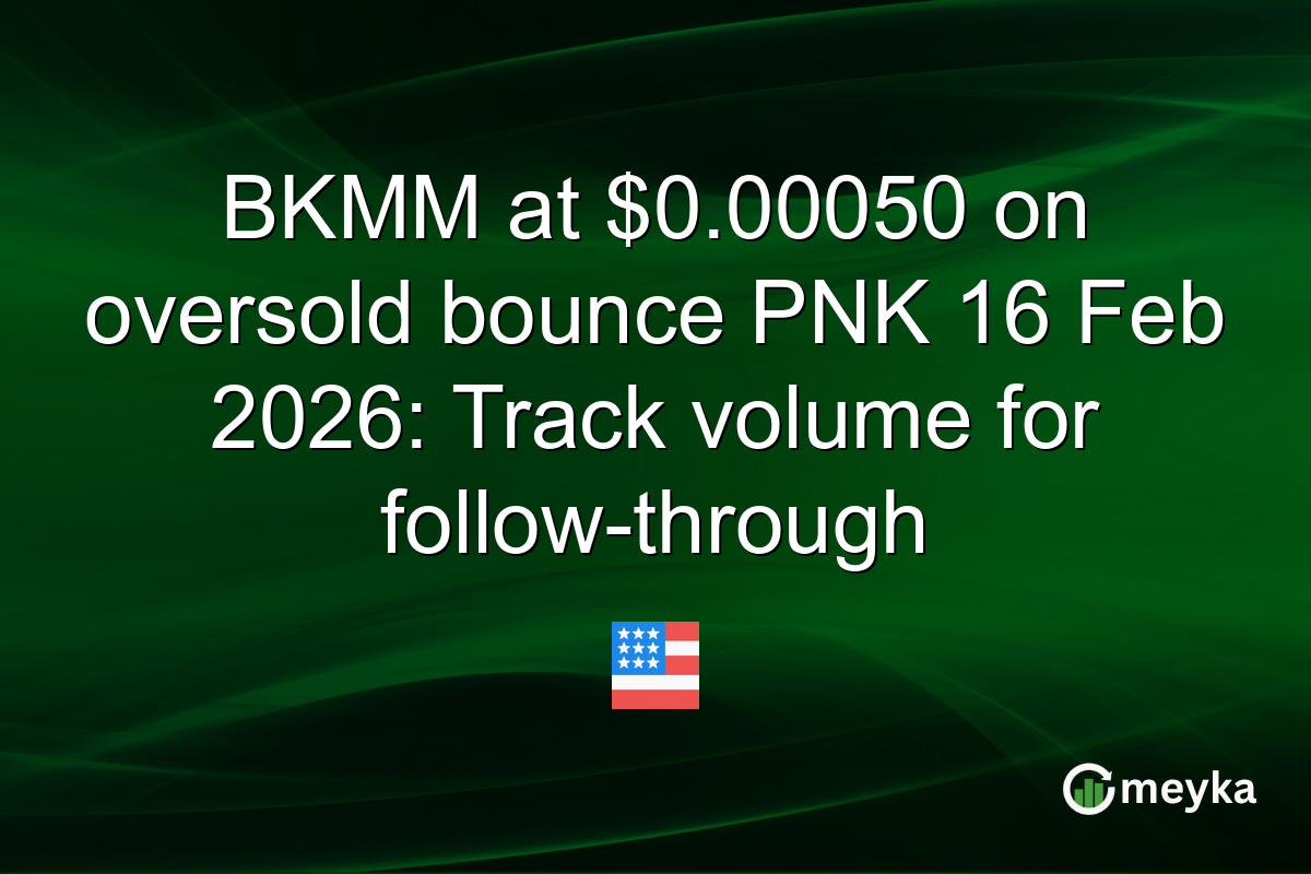BKMM at $0.00050 on oversold bounce PNK 16 Feb 2026: Track volume for follow-through