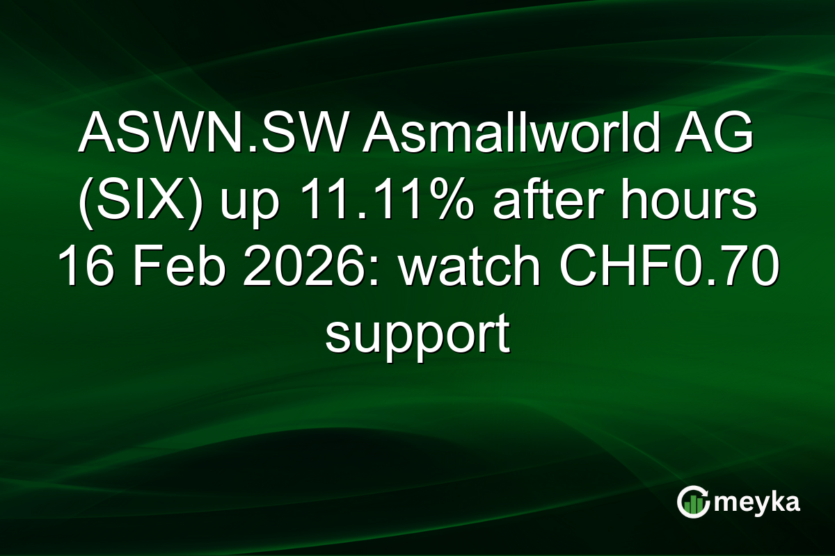 ASWN.SW Asmallworld AG (SIX) up 11.11% after hours 16 Feb 2026: watch CHF0.70 support