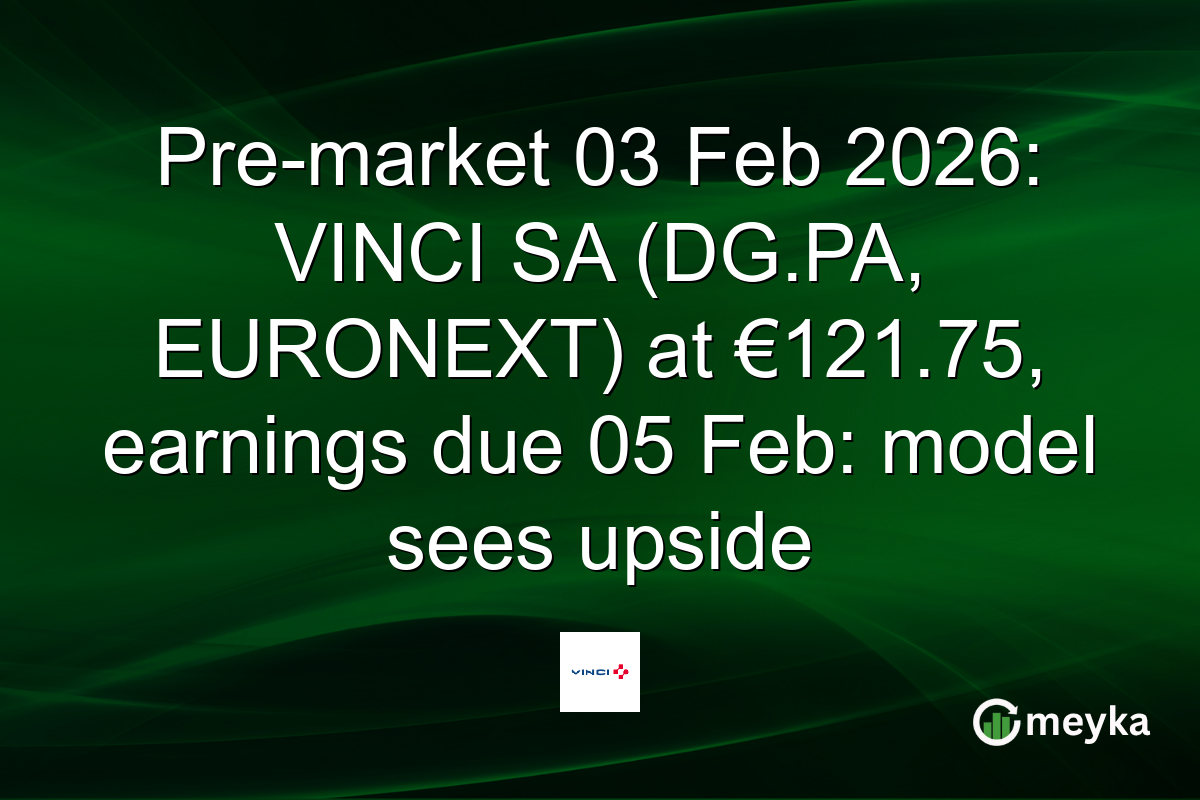 Pre-market 03 Feb 2026: VINCI SA (DG.PA, EURONEXT) at €121.75, earnings due 05 Feb: model sees upside