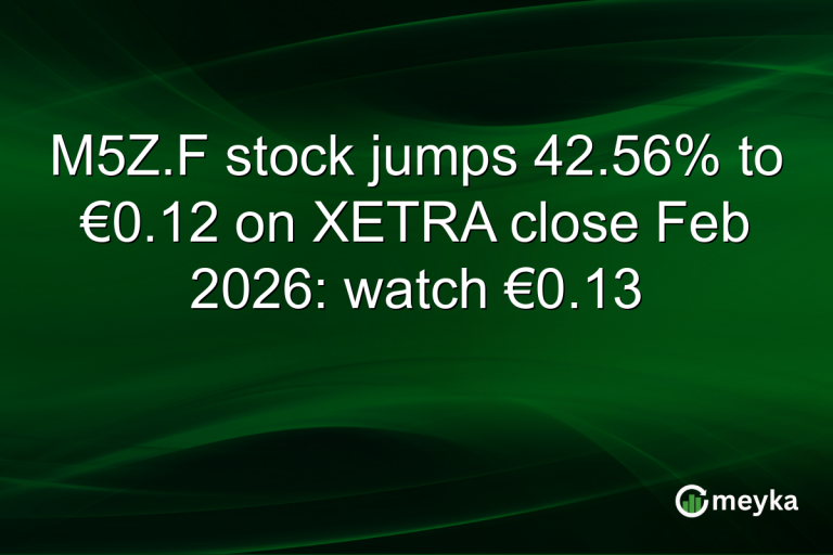 M5Z.F stock jumps 42.56% to €0.12 on XETRA close Feb 2026: watch €0.13