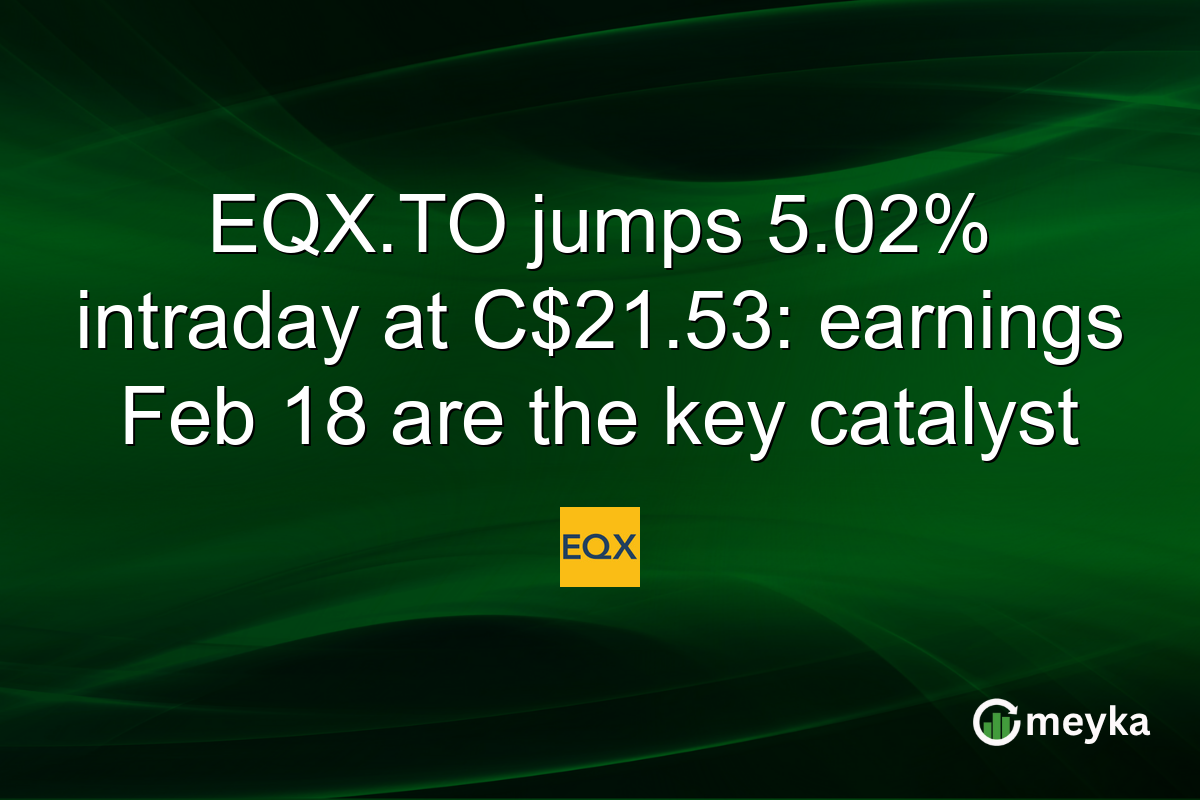 EQX.TO jumps 5.02% intraday at C$21.53: earnings Feb 18 are the key catalyst