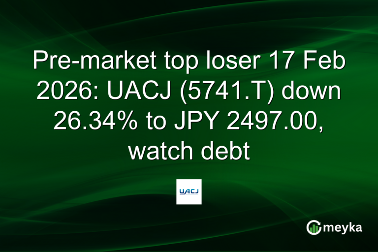 Pre-market top loser 17 Feb 2026: UACJ (5741.T) down 26.34% to JPY 2497.00, watch debt