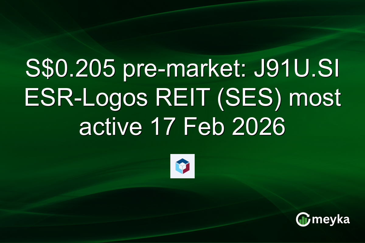 S$0.205 pre-market: J91U.SI ESR-Logos REIT (SES) most active 17 Feb 2026