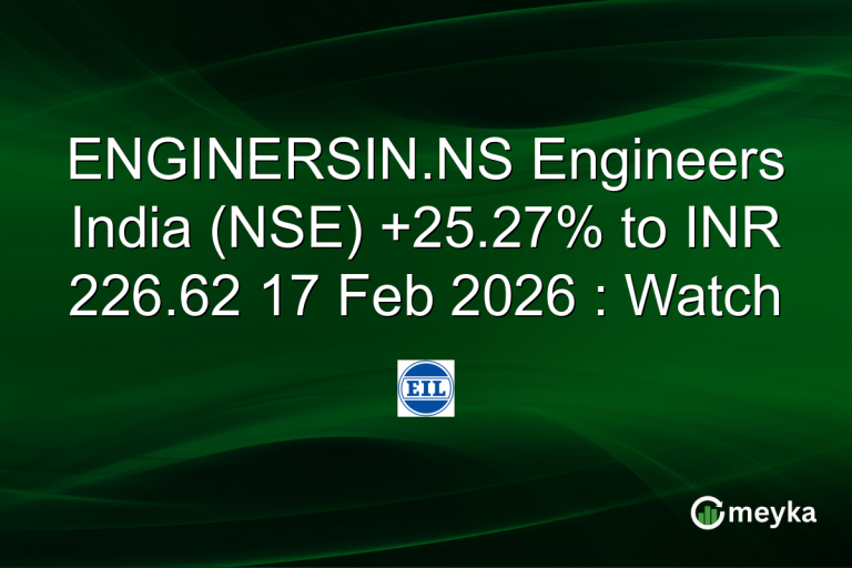 ENGINERSIN.NS Engineers India (NSE) +25.27% to INR 226.62 17 Feb 2026 : Watch