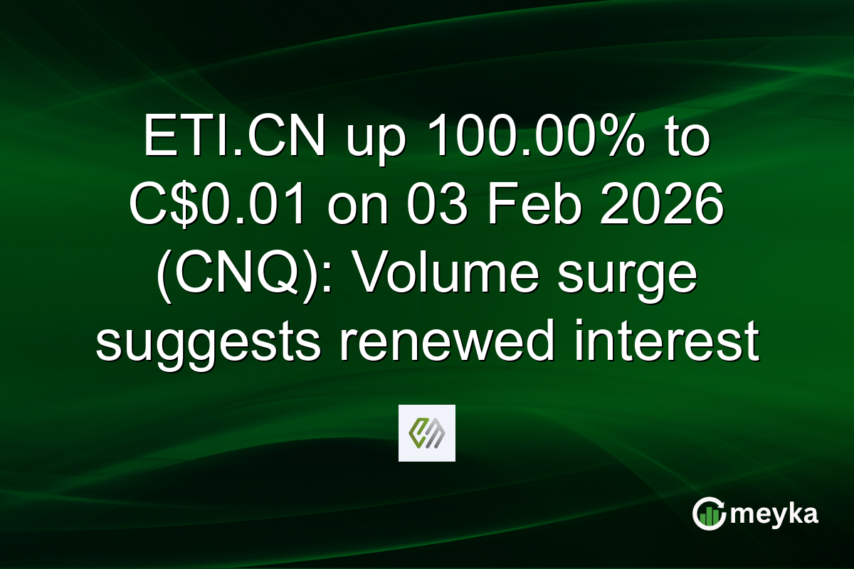 ETI.CN up 100.00% to C$0.01 on 03 Feb 2026 (CNQ): Volume surge suggests renewed interest