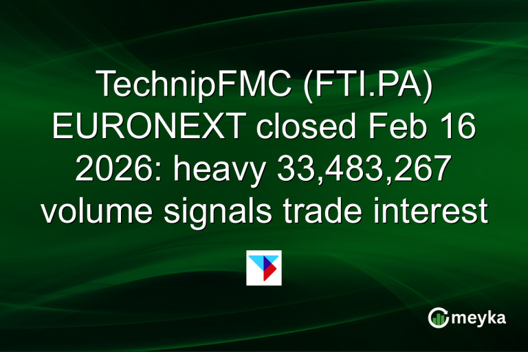 TechnipFMC (FTI.PA) EURONEXT closed Feb 16 2026: heavy 33,483,267 volume signals trade interest