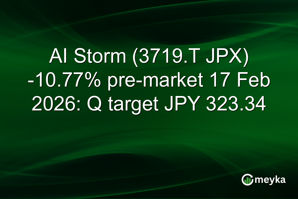 AI Storm (3719.T JPX) -10.77% pre-market 17 Feb 2026: Q target JPY 323.34