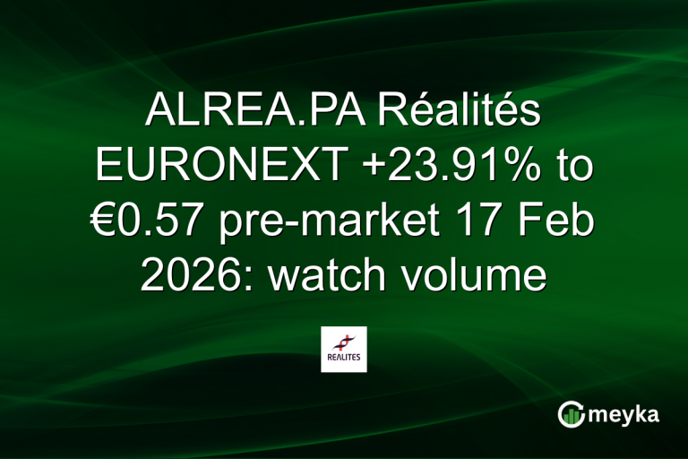 ALREA.PA Réalités EURONEXT +23.91% to €0.57 pre-market 17 Feb 2026: watch volume