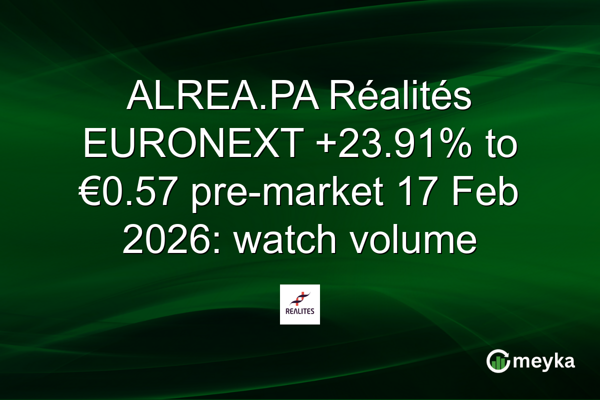 ALREA.PA Réalités EURONEXT +23.91% to €0.57 pre-market 17 Feb 2026: watch volume