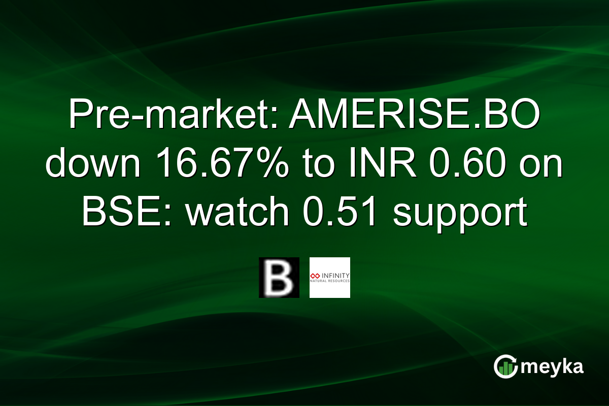 Pre-market: AMERISE.BO down 16.67% to INR 0.60 on BSE: watch 0.51 support