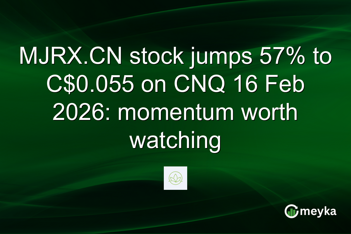 MJRX.CN stock jumps 57% to C$0.055 on CNQ 16 Feb 2026: momentum worth watching