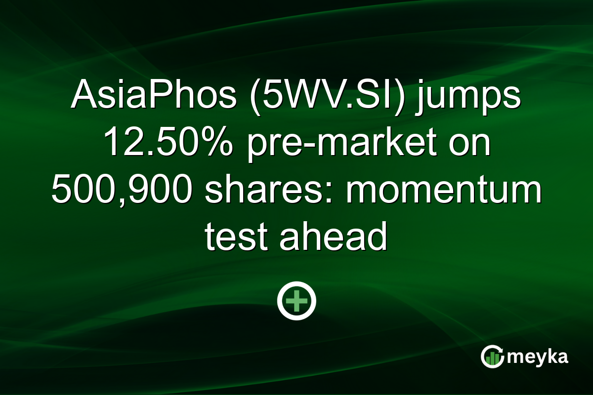 AsiaPhos (5WV.SI) jumps 12.50% pre-market on 500,900 shares: momentum test ahead