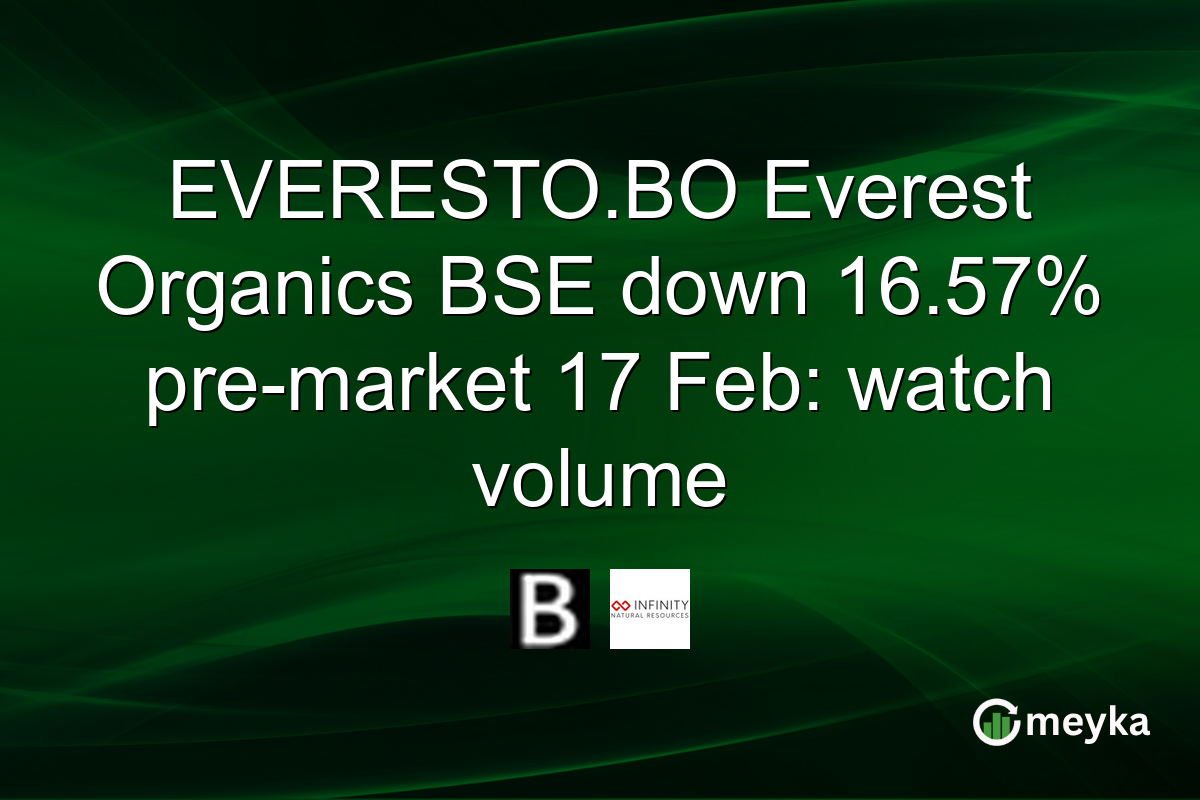 EVERESTO.BO Everest Organics BSE down 16.57% pre-market 17 Feb: watch volume