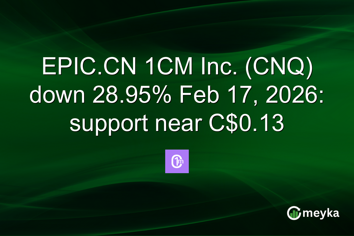 EPIC.CN 1CM Inc. (CNQ) down 28.95% Feb 17, 2026: support near C$0.13