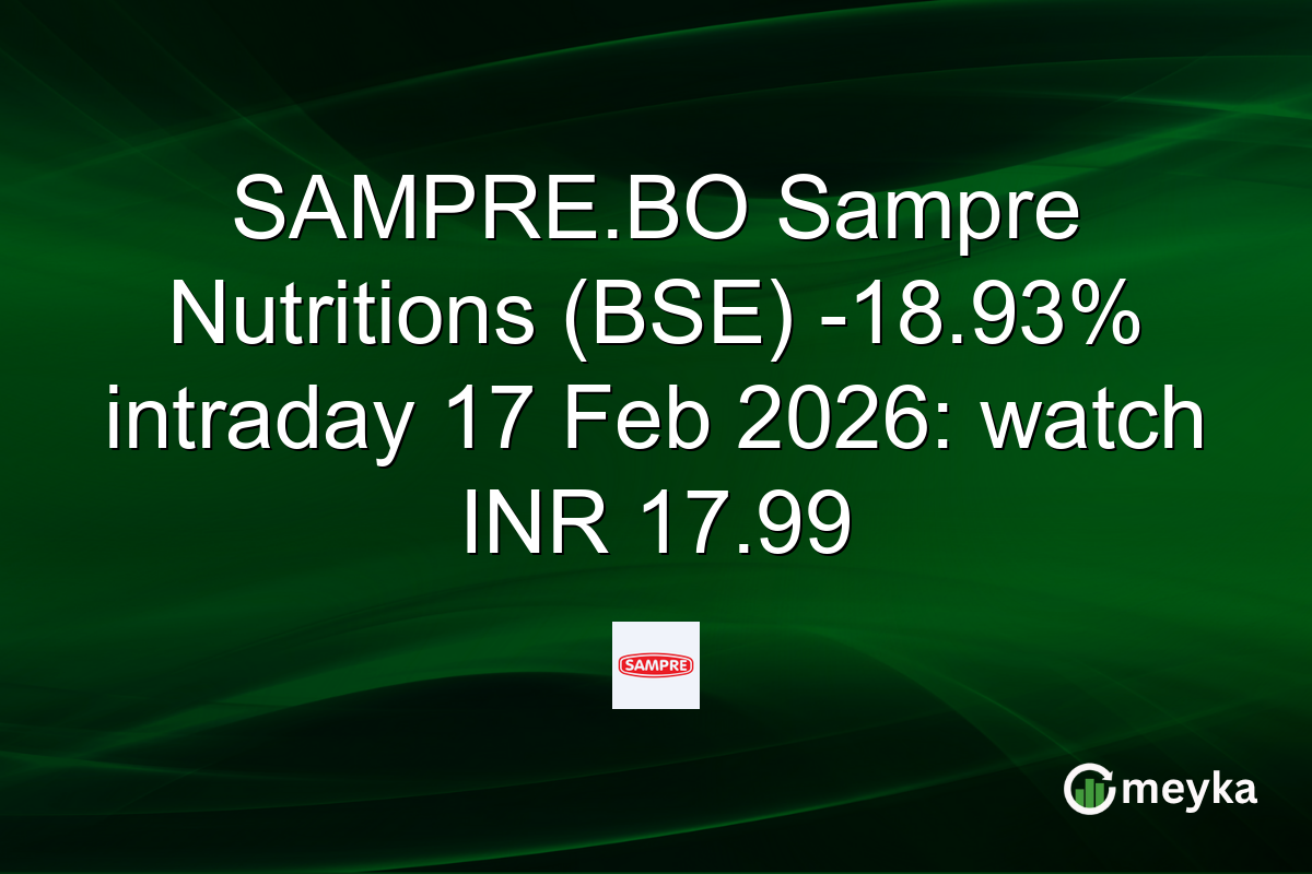 SAMPRE.BO Sampre Nutritions (BSE) -18.93% intraday 17 Feb 2026: watch INR 17.99