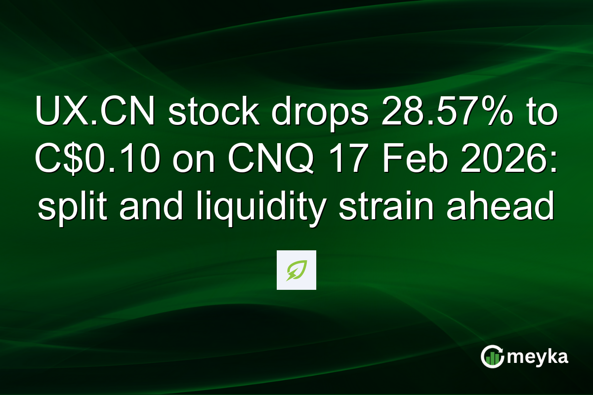 UX.CN stock drops 28.57% to C$0.10 on CNQ 17 Feb 2026: split and liquidity strain ahead