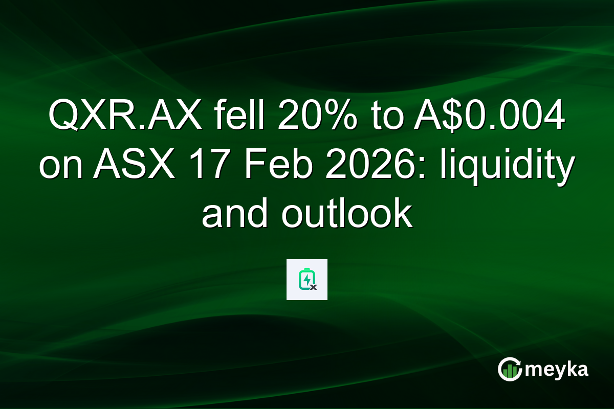 QXR.AX fell 20% to A$0.004 on ASX 17 Feb 2026: liquidity and outlook