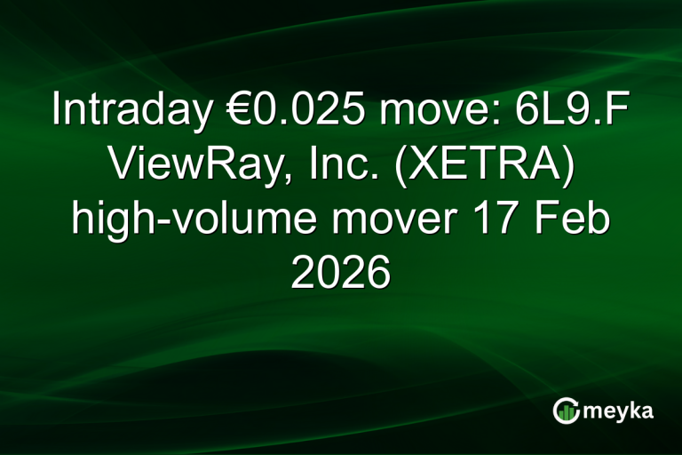 Intraday €0.025 move: 6L9.F ViewRay, Inc. (XETRA) high-volume mover 17 Feb 2026