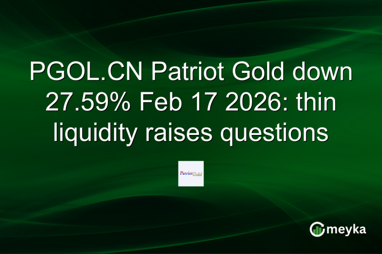 PGOL.CN Patriot Gold down 27.59% Feb 17 2026: thin liquidity raises questions