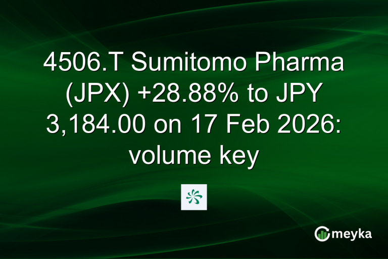 4506.T Sumitomo Pharma (JPX) +28.88% to JPY 3,184.00 on 17 Feb 2026: volume key