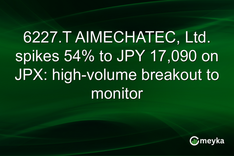 6227.T AIMECHATEC, Ltd. spikes 54% to JPY 17,090 on JPX: high-volume breakout to monitor