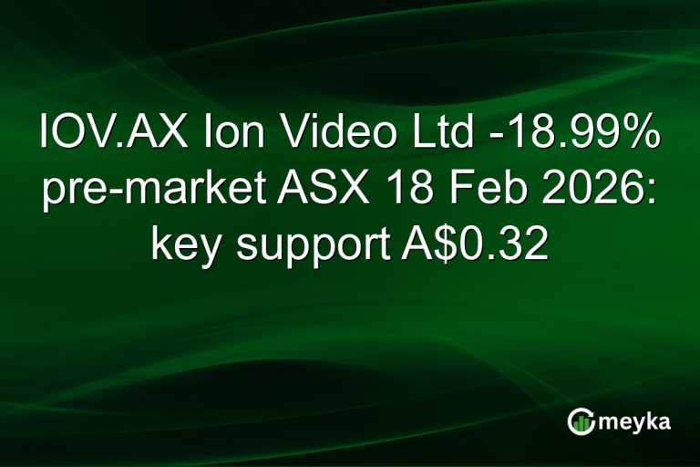IOV.AX Ion Video Ltd -18.99% pre-market ASX 18 Feb 2026: key support A$0.32