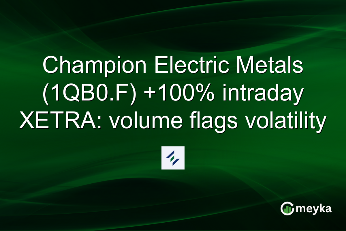 Champion Electric Metals (1QB0.F) +100% intraday XETRA: volume flags volatility