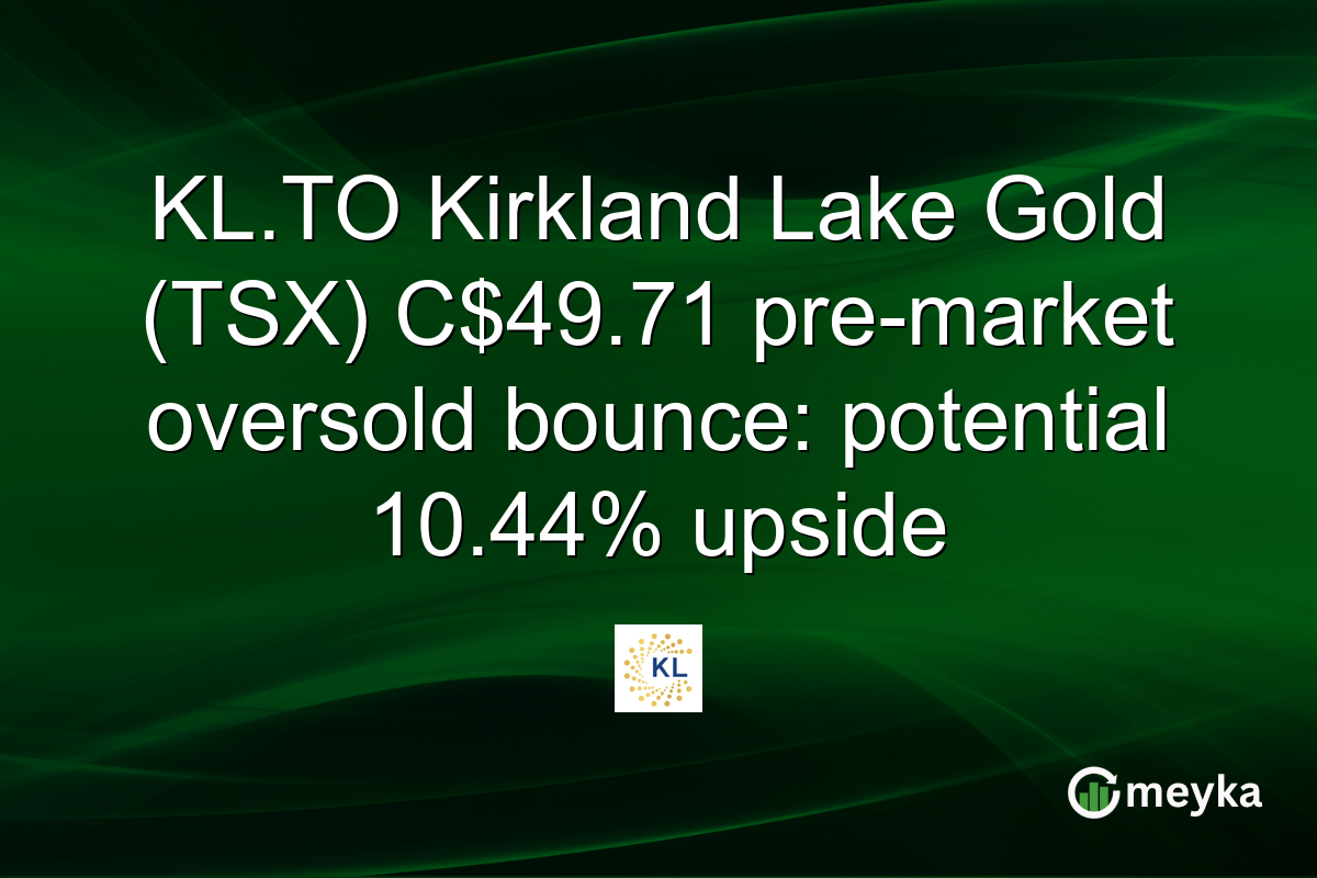 KL.TO Kirkland Lake Gold (TSX) C$49.71 pre-market oversold bounce: potential 10.44% upside
