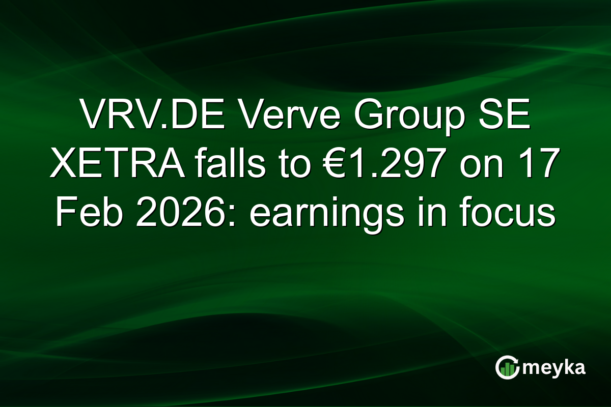 VRV.DE Verve Group SE XETRA falls to €1.297 on 17 Feb 2026: earnings in focus