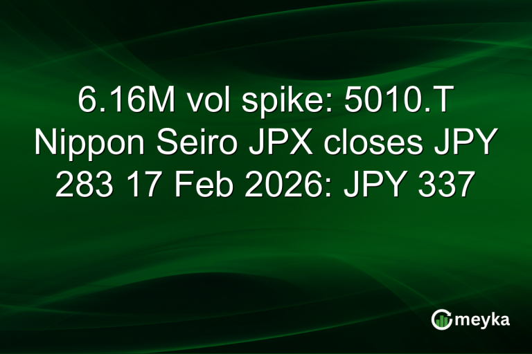 6.16M vol spike: 5010.T Nippon Seiro JPX closes JPY 283 17 Feb 2026: JPY 337