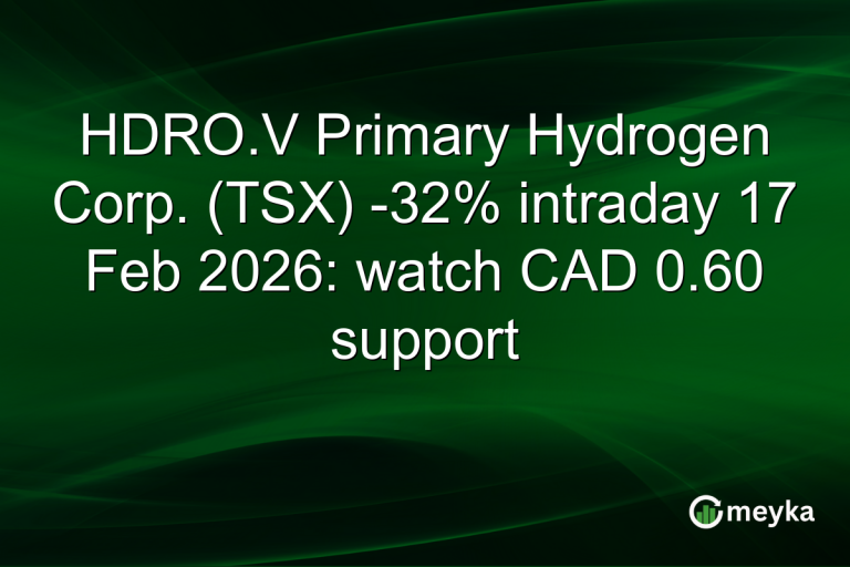 HDRO.V Primary Hydrogen Corp. (TSX) -32% intraday 17 Feb 2026: watch CAD 0.60 support