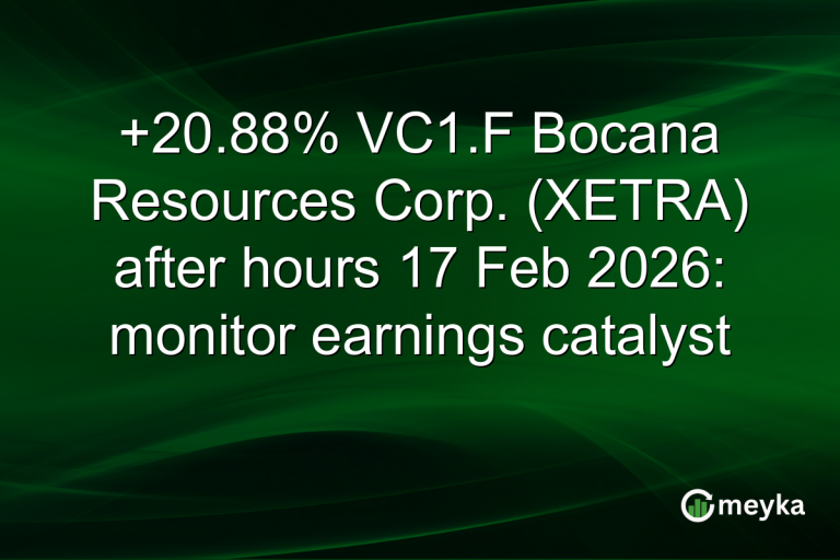 +20.88% VC1.F Bocana Resources Corp. (XETRA) after hours 17 Feb 2026: monitor earnings catalyst