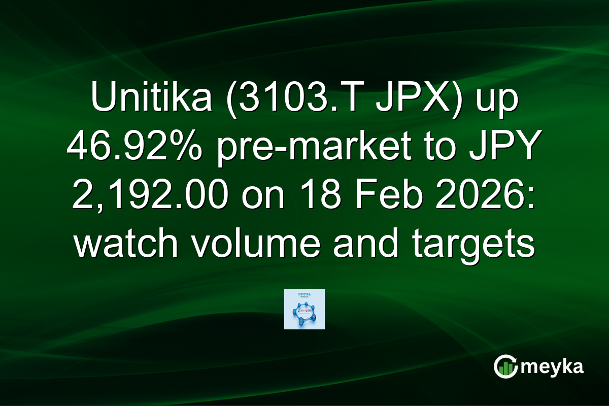 Unitika (3103.T JPX) up 46.92% pre-market to JPY 2,192.00 on 18 Feb 2026: watch volume and targets